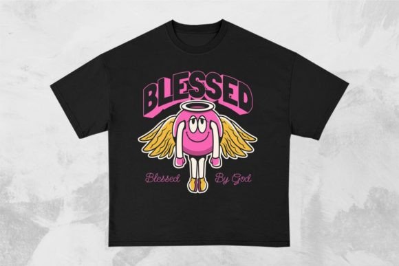 Blessed by God Christian Graffiti Design – Bold Graphics for Faith-Based T-Shirt Brands