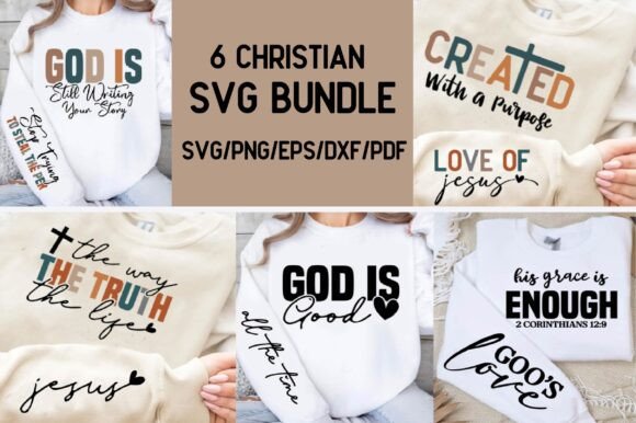 Christian Svg Png Bundle, Religious Graphics for T-Shirt Designs