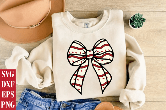 Coquette Christian Christmas Bow PNG for T-Shirt Designs & Crafting Graphics