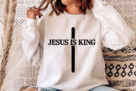 Embroidered Jesus is King Christian Graphics for T-Shirt Designs & Branding Projects
