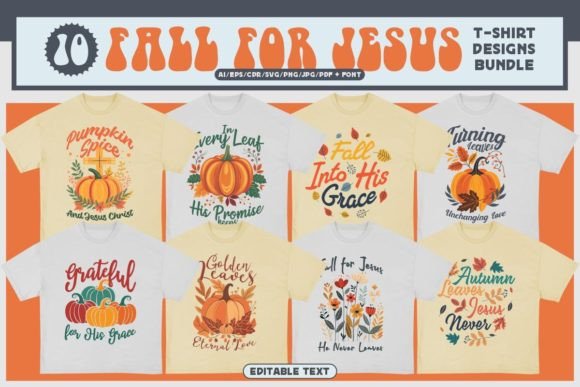 Fall for Jesus T-shirt Design Bundle – Faithful Graphics for T-Shirt Designs & Craft Creations