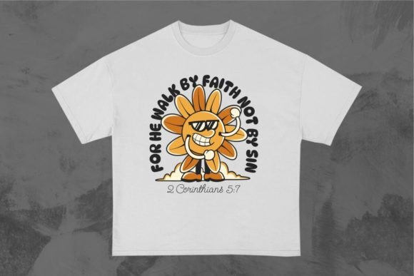 For He Walk by Faith Christian Graffiti – Bold Graphics for Faith-Based T-Shirt Designs