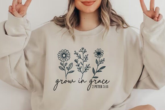 Grow in Grace SVG, Flower, Christian PNG