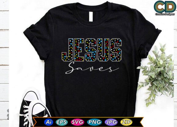 JESUS SAVES Christian T-shirt Design for Local Branding & Packaging