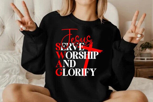 Jesus Serve Worship and Glorify SVG: A Faith-Focused Graphic for T-Shirt Designs & Marketing Visuals