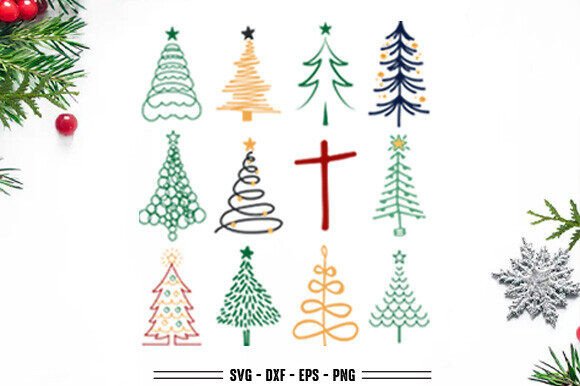 Minimalist Christian Christmas Tree PNG for T-Shirt Designs & Graphics
