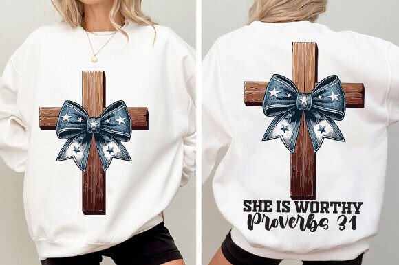 She is Worthy Bow PNG Cute Christian SVG for T-Shirt & Brand Graphics